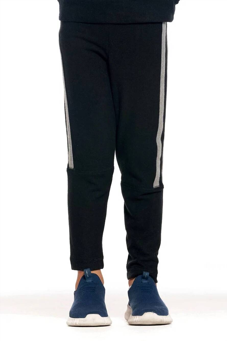NEW CHASER kid's cotton blend hacci sweatpants in black